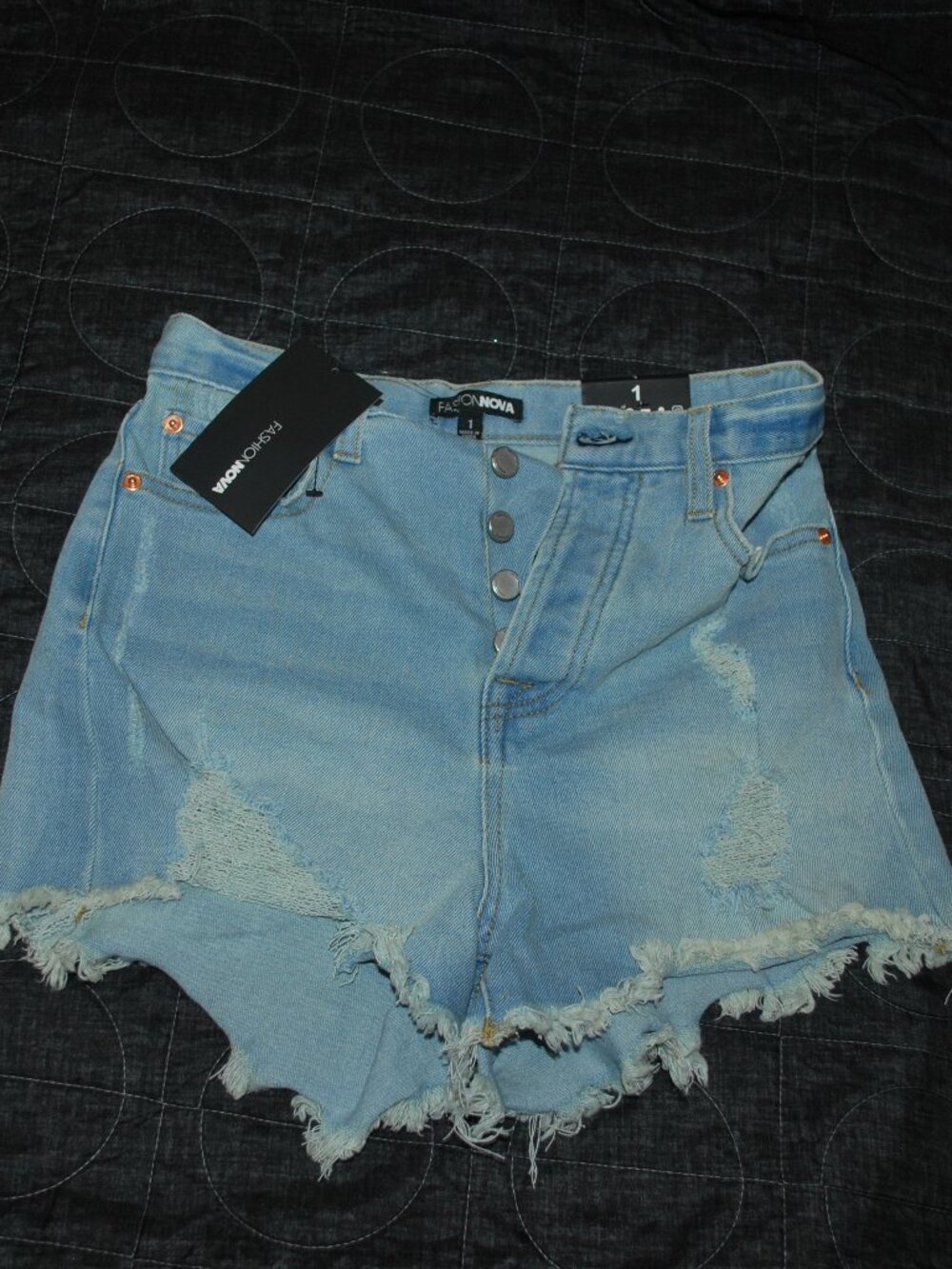 NWT Fashion Nova Vintage Blue Distressed Shorts Size 1